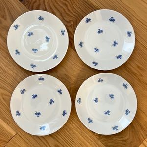 Vintage Chodziez Made in Poland Set of Four Blue Floral Plates.